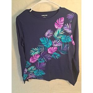Lands’ End Women’s Long Sleeve Swim Tee Rash Guard Print Size Small (6-8)